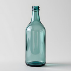 Lone Glass Bottle White Background with Reflection