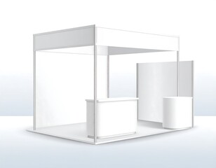 Empty white exhibition booth mockup