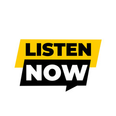 LISTEN NOW png, audio music tag, podcast label design, transparent sound icon, entertainment layout, clean flat concept