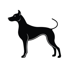 Minimalist black dog silhouette on white background