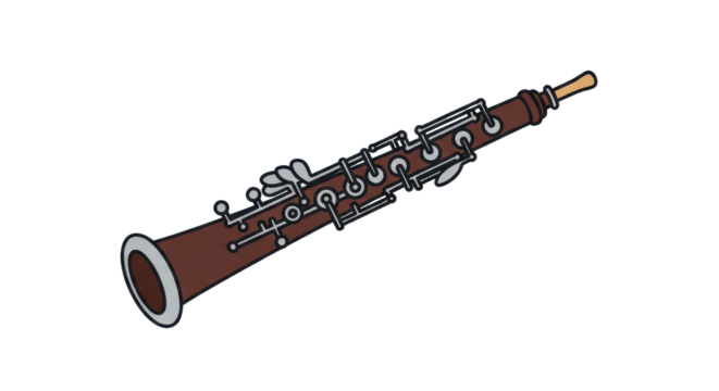 Brown oboe woodwind instrument isolated PNG with Transparent Background