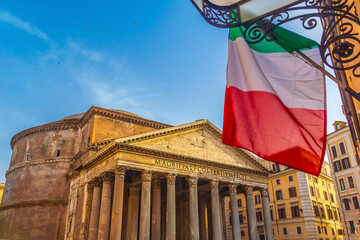 Twilight at the Pantheon, a 2nd century Italian temple in Rome