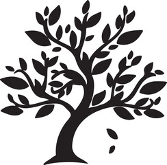 Obraz premium Vector illustration of a stylized olive tree with abstract leaves and branches, a design element symbolizing nature and life