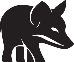 Vector illustration of an elephant, wolf, and donkey, a collection of wild and farm animals isolated in black and white