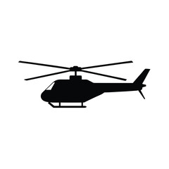 Black helicopter silhouette on white background
