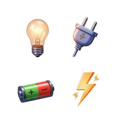 Collection of electrical energy and power symbols