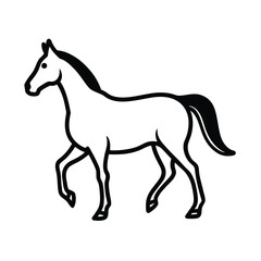 Minimalist black horse silhouette on white background