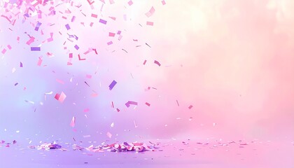 Pastel Confetti Floating on Pink Lavender Gradient
