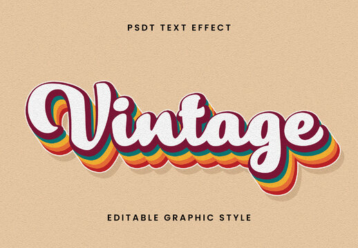 Script Retro Layered Rainbow Text Effect