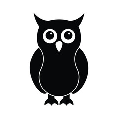 Minimal black owl silhouette on white background