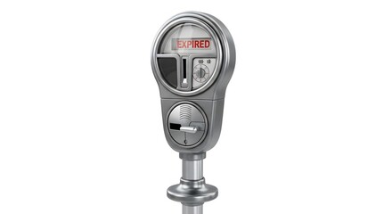 Parking meter isolated on white background. Urban device for parking payment and city transport.
