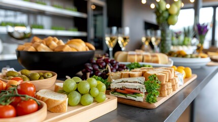 Catering service preparing food for a business meeting event