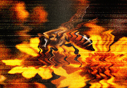 Yellow Distorted Signal VHS Glitch Photo Effect