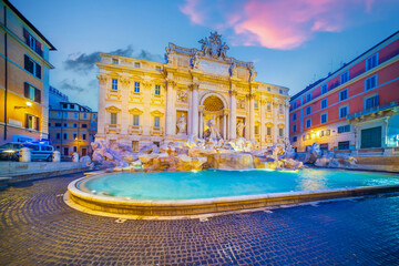 View of the iconic trevi fountain in rome, italy