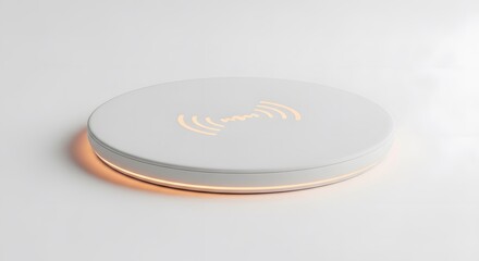 Wireless charging pad isolated on white background. Modern technology for cable-free power.
