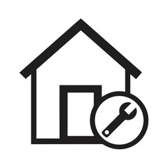 Home repair services icon featuring a wrench and house outline