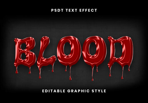 Red Fresh Glossy Blood Text Effect Bloody Horror Dripping Font