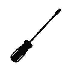 Black silhouette of a screwdriver on white background