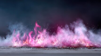 Burning Flames with Pink and White Fire Explosion Effect Background