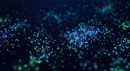 Fototapeta premium Abstract dark blue bokeh background with glowing particles for digital design and user interface elements isolated on white background