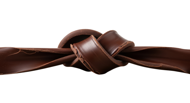 Brown leather strap tied in a knot isolated PNG with Transparent Background