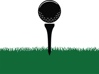 golf ball with dimpled surface placed on a tee. golfing sport,