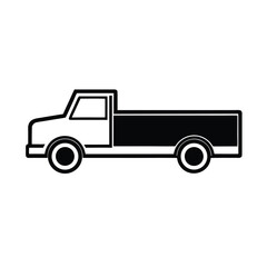 Minimalist black truck silhouette on white background