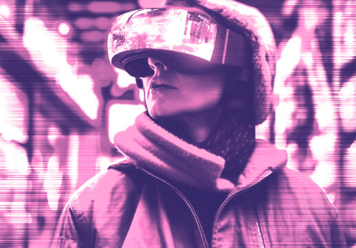 Pink Techno Futuristic Cyberpunk Photo Effect