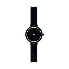Minimalist black watch silhouette on white background