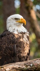 Obraz premium Close-up of an eagle perched on a branch