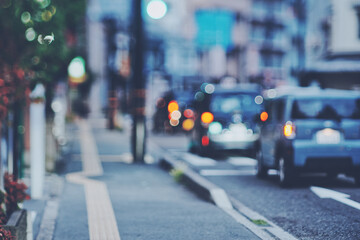 夕暮れの道路ぼかし風景