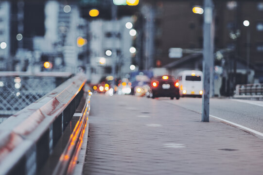 Fototapeta 歩道と道路ぼかし風景