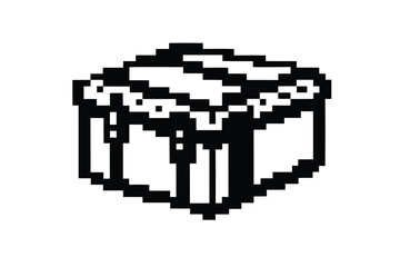 Fototapeta premium Pixel Art Open Box with White Background, Retro Style Design
