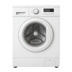 Modern white washing machine with front loader.