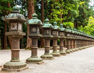 Fototapeta premium Stone lanterns in a park