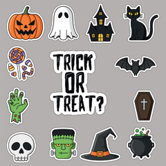 Bright colored vector cartoon style Halloween sticker illustration