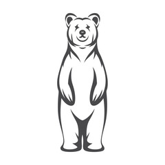 Stand Bear Illustration, Friendly Animal Design on White Background