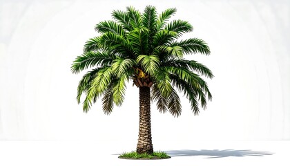 Isolated palm tree, vibrant green