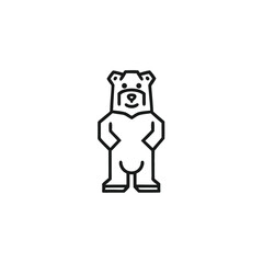 Standing Teddy Bear Icon with Simple Black Outline on White Background
