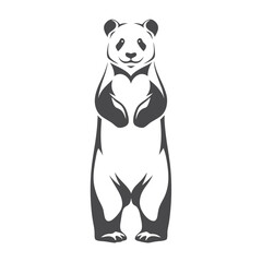 Standing Panda Silhouette on White Background Simple Design