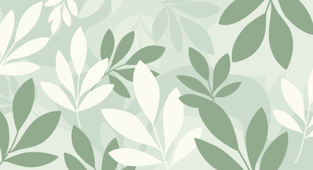 A delicate pattern of overlapping light green and off-white leaves arranged in a visually pleasing composition.