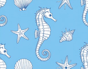 Sea creatures repeating pattern