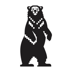 Stylized Bear Standing on White Background in Minimalist Style