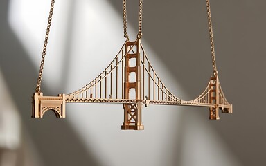 Fototapeta premium Golden gate bridge pendant necklace