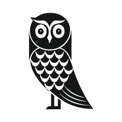 Stylized Owl Isolated on White Background Elegant Minimalist Bird