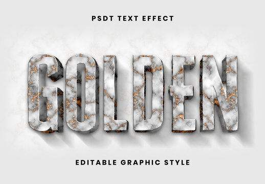 Gold Accent Marble Vein Text Effect Bold Stone 3D Font