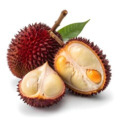 Fototapeta premium Nephelium Ramboutan-ake Simplex Wild Pulasan Elegant Tropical Exotic Fruit with Smooth Golden Skin Simplistic Rounded Form Rare Variety and Bright Organic Freshness on White Background