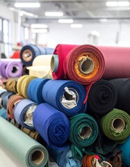 Rolled fabric in various colors