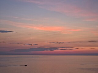 Summer seascape, dawn, beautiful colors, sky, sea, cloud background, Jeongdongjin sea, South Korea - 여름 바다의 자연, 동트는 새벽 바다, 아름다운 컬러, 하늘, 바다, 구름 배경, 정동진 바다, 한국