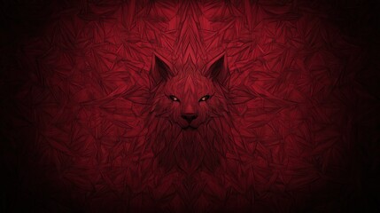 A striking digital artwork features a stylized wolf's head against a red geometric background, ideal for themes of power, mystery, or nature in marketing materials or graphic design,
